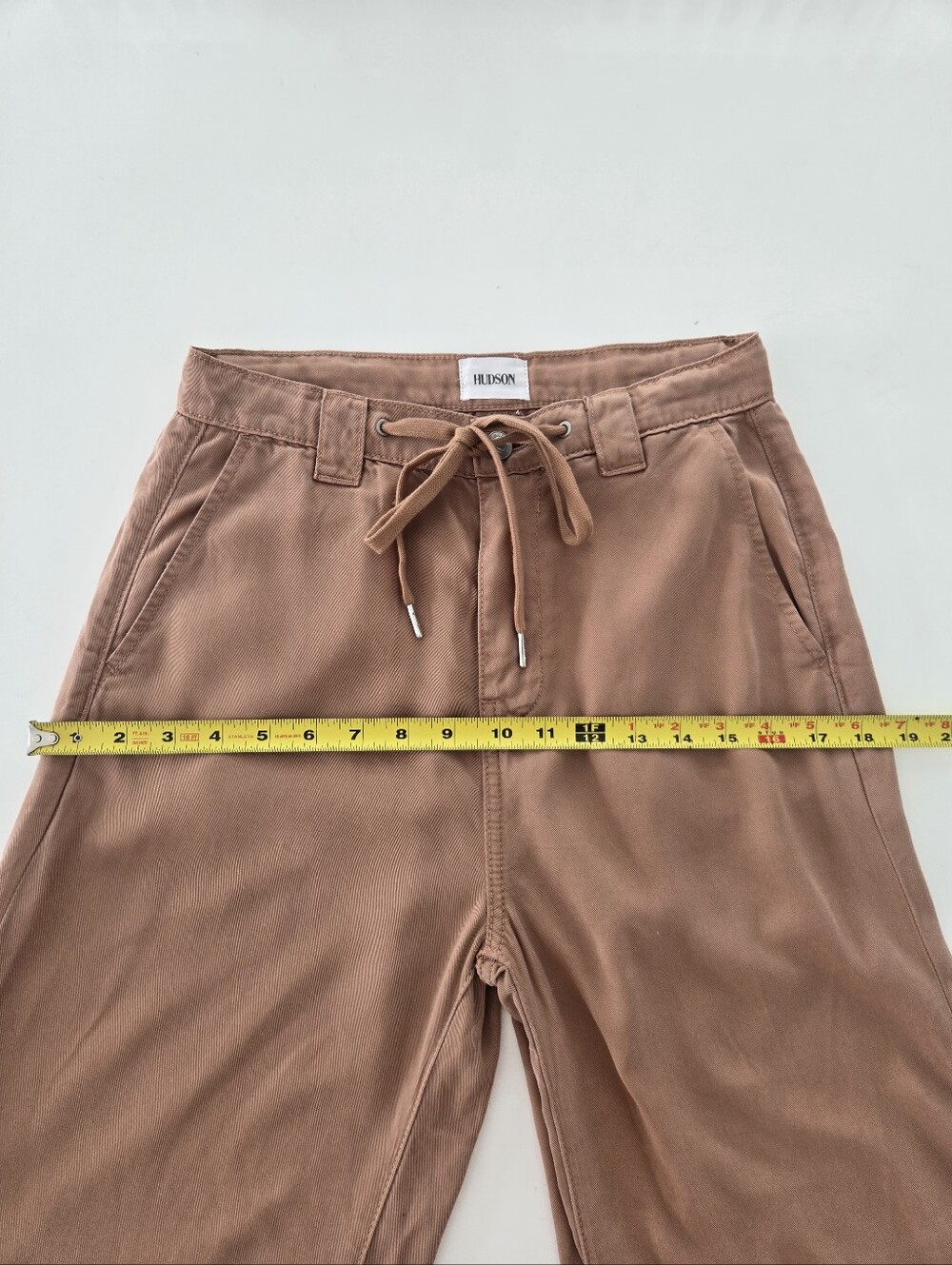 Hudson Jeans Wide-Leg Draw-Tie Pants in Camel Size 24 - Picture 9 of 15